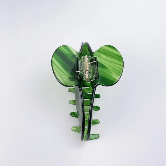 NEW Round Shaped Shiny Translucent Striped Green Acetate Hair Claw Clip - Picture 3 of 9